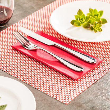 Amalfi Basketweave Imperial Red Vinyl Woven Placemat - 16" x 12" - 6 count box
