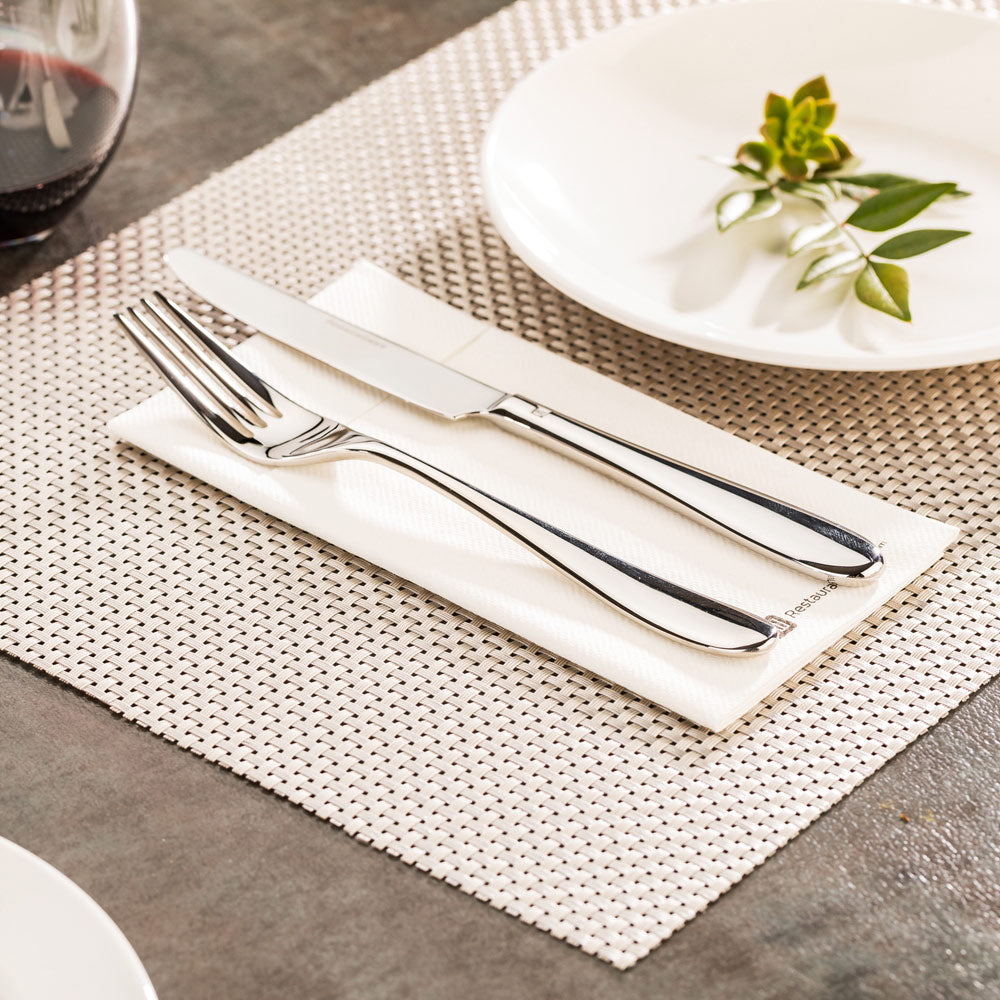 Amalfi Basketweave Metallic Silver Vinyl Woven Placemat - 16" x 12" - 6 count box