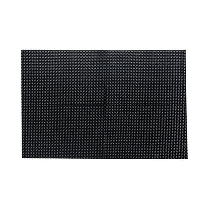 Amalfi Basketweave Black Vinyl Woven Placemat - 16" x 12" - 6 count box