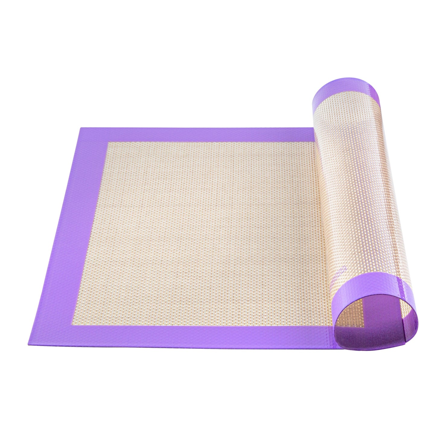 Pastry Tek Rectangle Tan and Purple Silicone Half Size Baking Mat - Allergen Safe, Color-Coded - 11 3/4" x 15 3/4" - 1 count box
