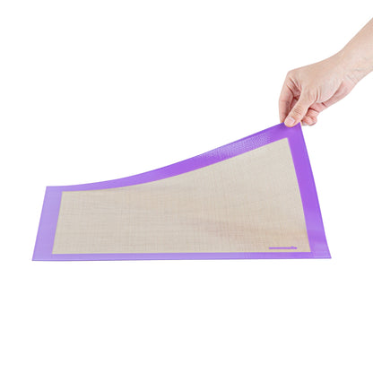 Pastry Tek Rectangle Tan and Purple Silicone Half Size Baking Mat - Allergen Safe, Color-Coded - 11 3/4" x 15 3/4" - 1 count box