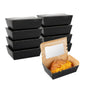 Cafe Vision 21 oz Black Paper Small Take Out Container - Hinge Lock - 6 1/4" x 4" x 1 3/4" - 200 count box