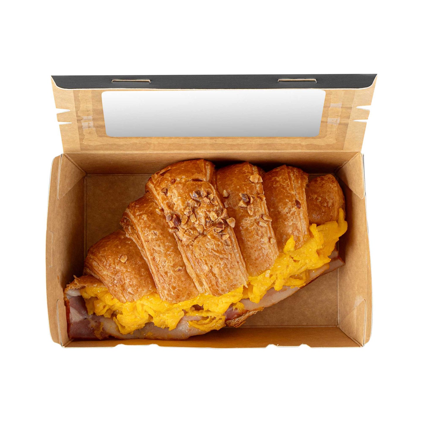 Cafe Vision 21 oz Black Paper Small Take Out Container - Hinge Lock - 6 1/4" x 4" x 1 3/4" - 200 count box