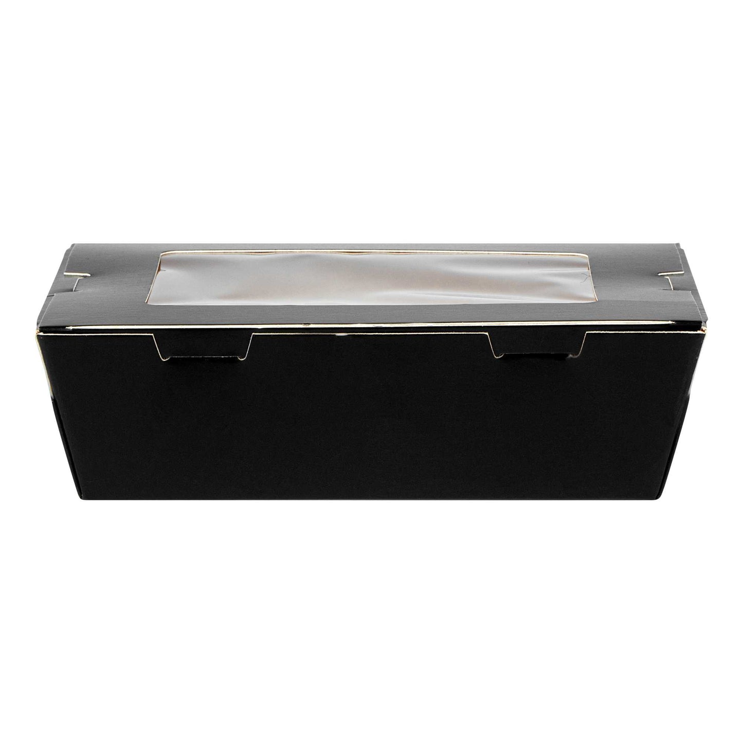 Cafe Vision 21 oz Black Paper Small Take Out Container - Hinge Lock - 6 1/4" x 4" x 1 3/4" - 200 count box