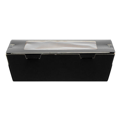 Cafe Vision 21 oz Black Paper Small Take Out Container - Hinge Lock - 6 1/4" x 4" x 1 3/4" - 200 count box