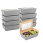 Cafe Vision 21 oz Gray Paper Take Out Container - Hinge Lock - 6 1/4" x 4" x 1 3/4" - 200 count box