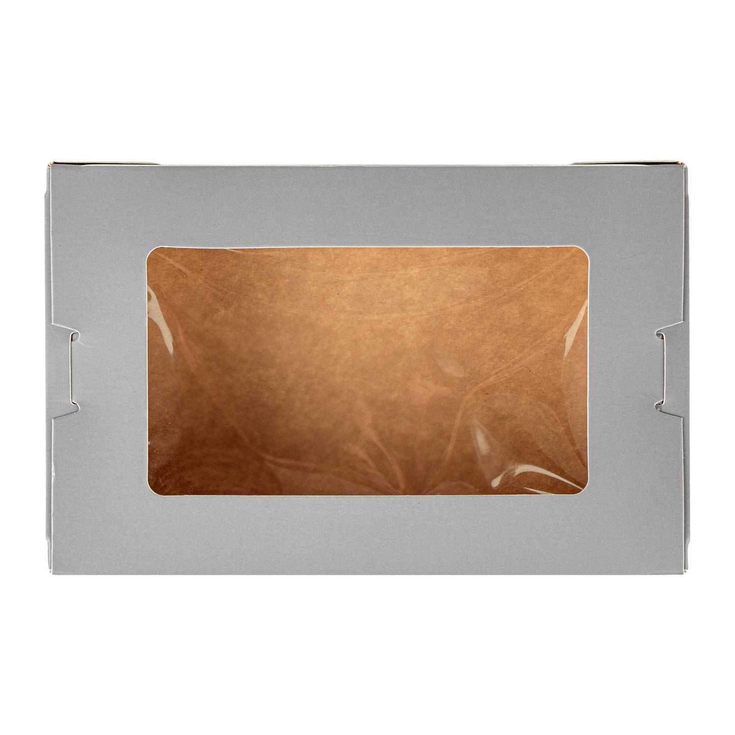 Cafe Vision 21 oz Gray Paper Take Out Container - Hinge Lock - 6 1/4" x 4" x 1 3/4" - 50 count box