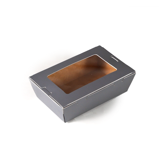 Cafe Vision 21 oz Gray Paper Take Out Container - Hinge Lock - 6 1/4" x 4" x 1 3/4" - 200 count box