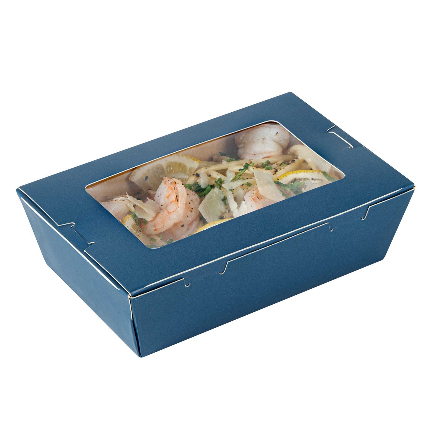 Cafe Vision 21 oz Midnight Blue Paper Small Take Out Container - Hinge Lock - 6 1/4" x 4" x 1 3/4" - 200 count box