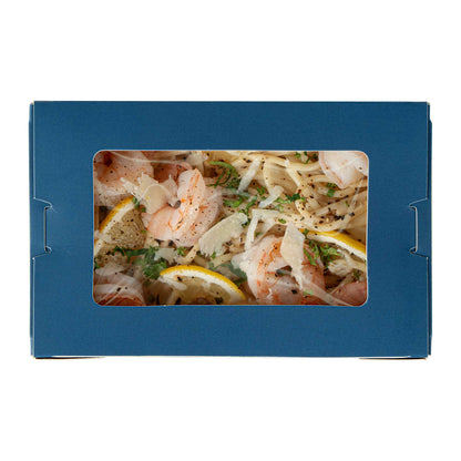 Cafe Vision 21 oz Midnight Blue Paper Small Take Out Container - Hinge Lock - 6 1/4" x 4" x 1 3/4" - 50 count box