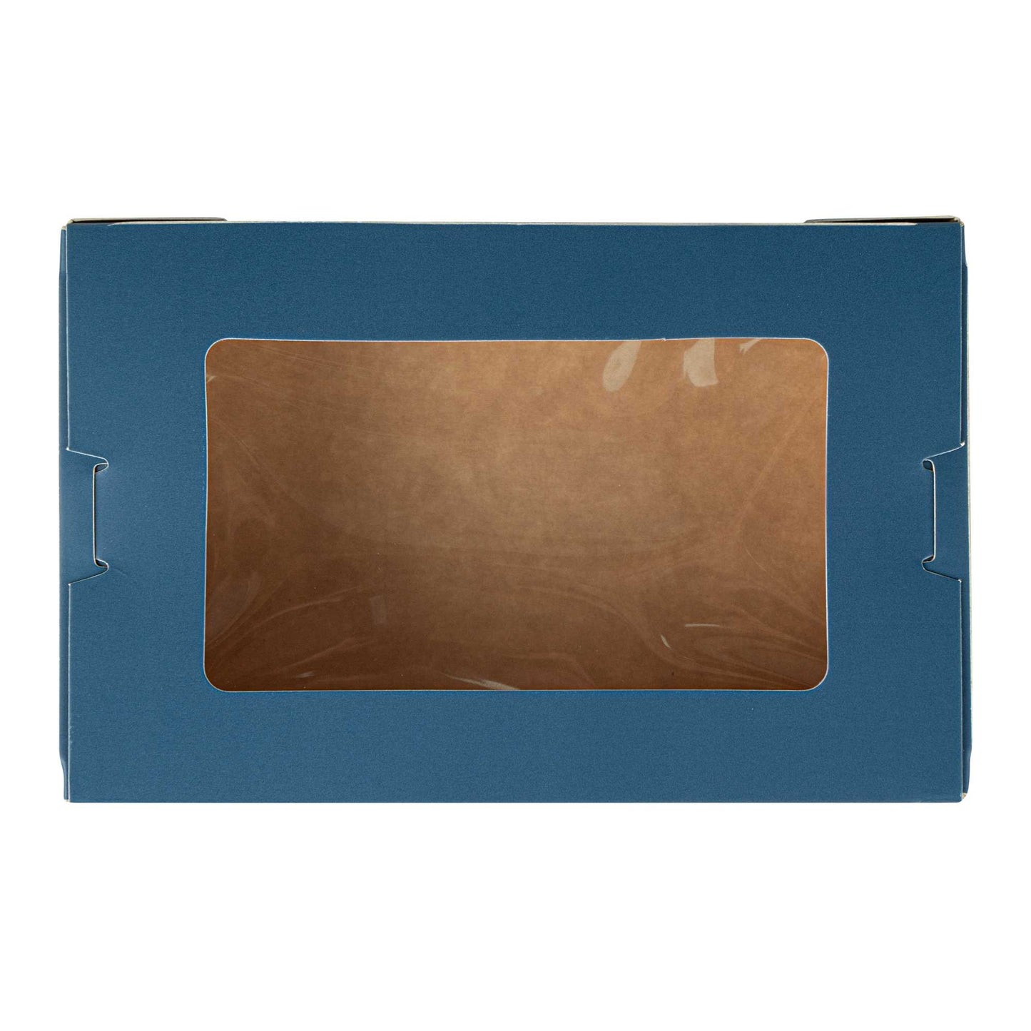 Cafe Vision 21 oz Midnight Blue Paper Small Take Out Container - Hinge Lock - 6 1/4" x 4" x 1 3/4" - 50 count box