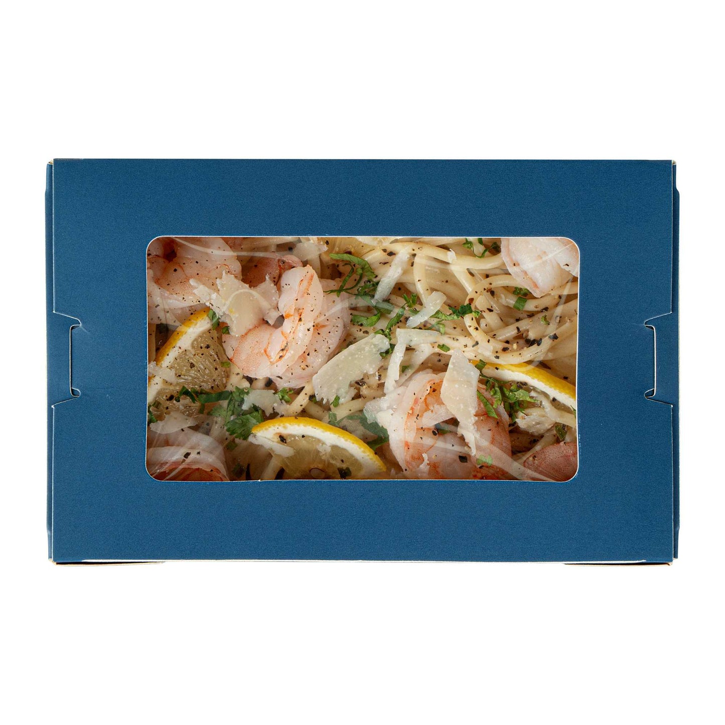 Cafe Vision 21 oz Midnight Blue Paper Small Take Out Container - Hinge Lock - 6 1/4" x 4" x 1 3/4" - 200 count box