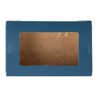 Cafe Vision 21 oz Midnight Blue Paper Small Take Out Container - Hinge Lock - 6 1/4" x 4" x 1 3/4" - 200 count box