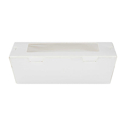 Cafe Vision 21 oz White Paper Small Take Out Container - Hinge Lock - 6 1/4" x 4" x 1 3/4" - 50 count box