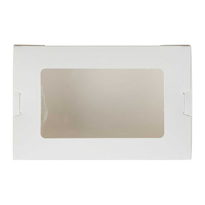 Cafe Vision 21 oz White Paper Small Take Out Container - Hinge Lock - 6 1/4" x 4" x 1 3/4" - 50 count box