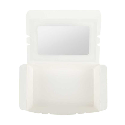 Cafe Vision 21 oz White Paper Small Take Out Container - Hinge Lock - 6 1/4" x 4" x 1 3/4" - 50 count box