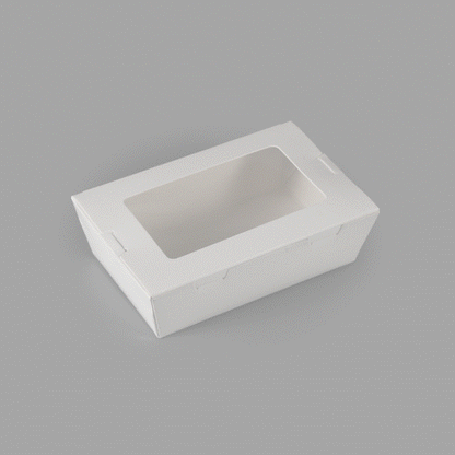Cafe Vision 21 oz White Paper Small Take Out Container - Hinge Lock - 6 1/4" x 4" x 1 3/4" - 200 count box