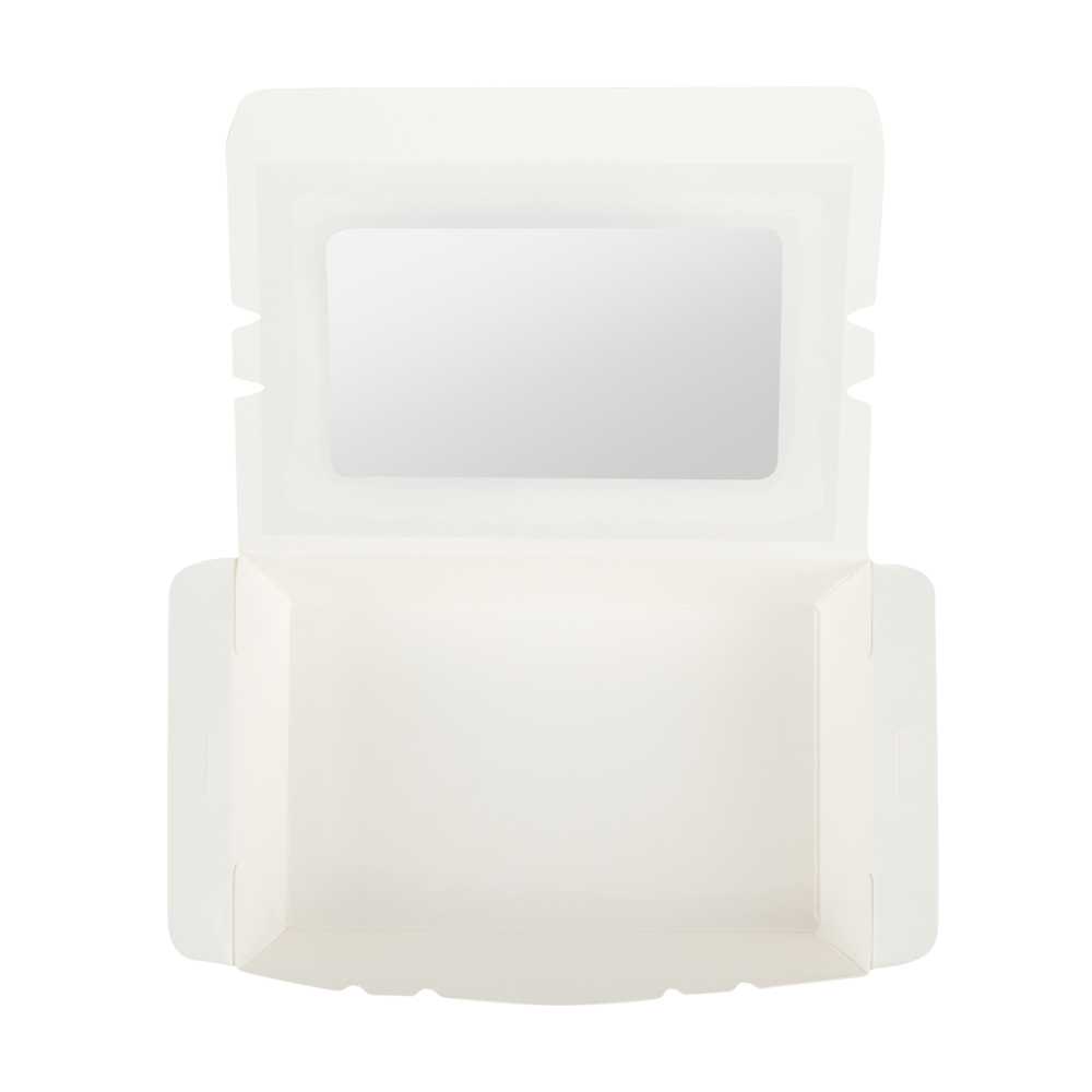 Cafe Vision 21 oz White Paper Small Take Out Container - Hinge Lock - 6 1/4" x 4" x 1 3/4" - 200 count box