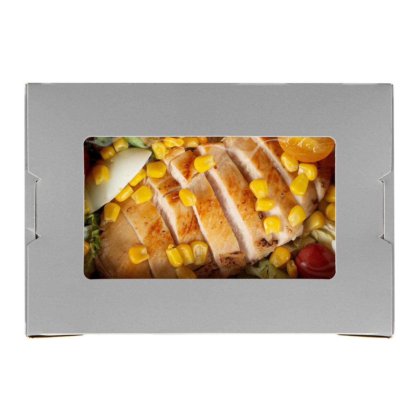 Cafe Vision 42 oz Gray Paper Take Out Container - Hinge Lock - 8" x 5 1/2" x 2" - 200 count box