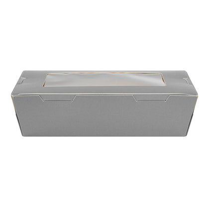 Cafe Vision 42 oz Gray Paper Take Out Container - Hinge Lock - 8" x 5 1/2" x 2" - 200 count box
