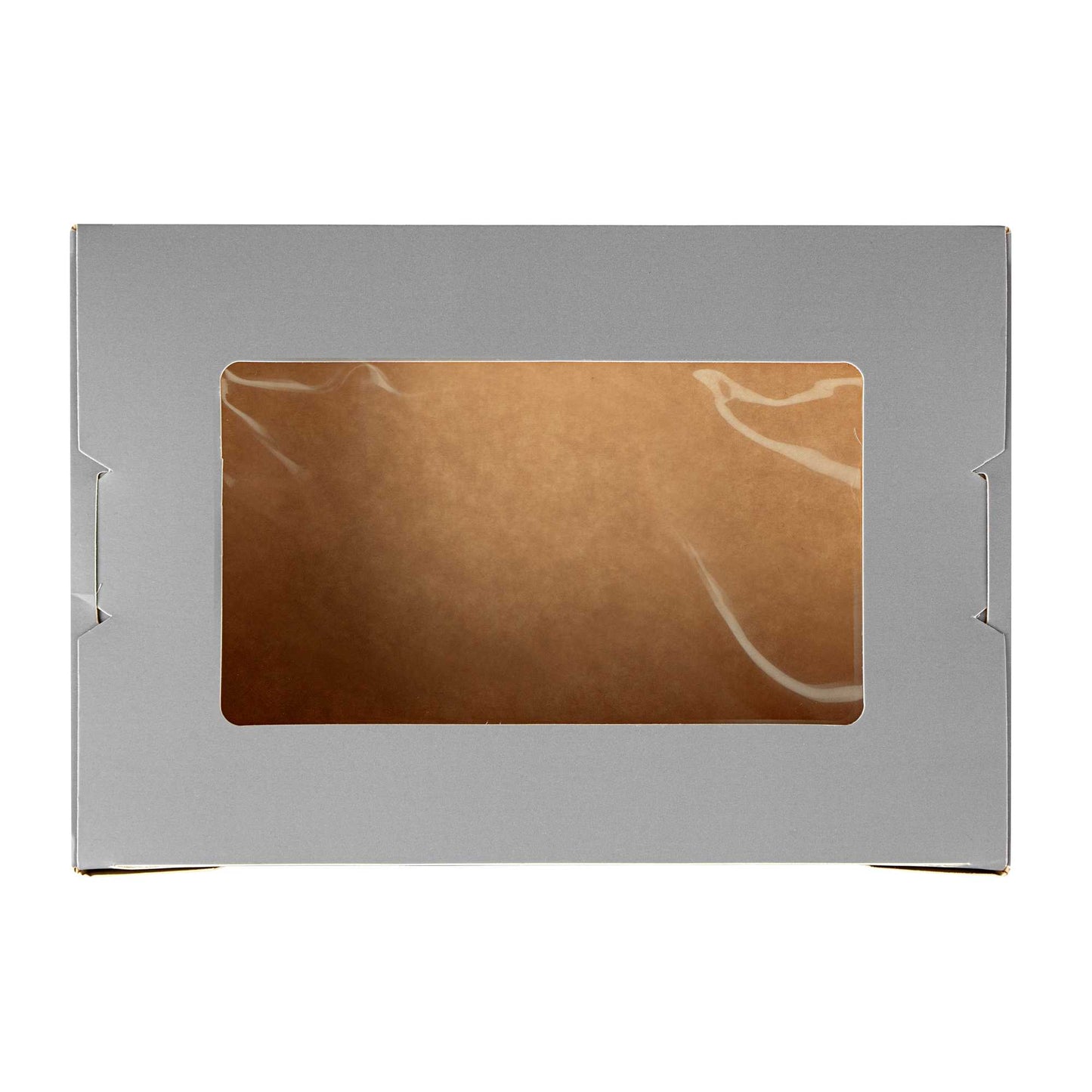 Cafe Vision 42 oz Gray Paper Take Out Container - Hinge Lock - 8" x 5 1/2" x 2" - 200 count box