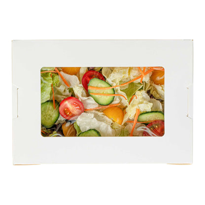 Cafe Vision 42 oz White Paper Medium Take Out Container - Hinge Lock - 8" x 5 1/2" x 2" - 200 count box