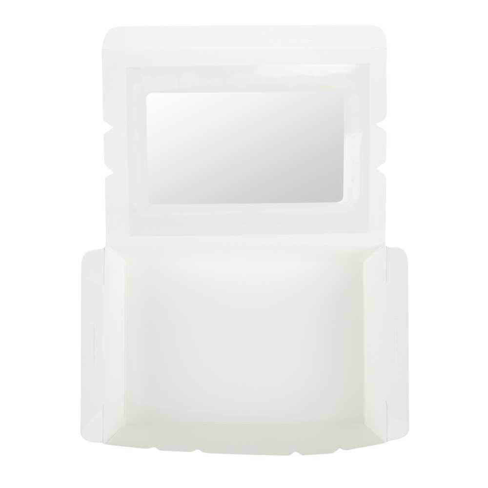 Cafe Vision 42 oz White Paper Medium Take Out Container - Hinge Lock - 8" x 5 1/2" x 2" - 200 count box