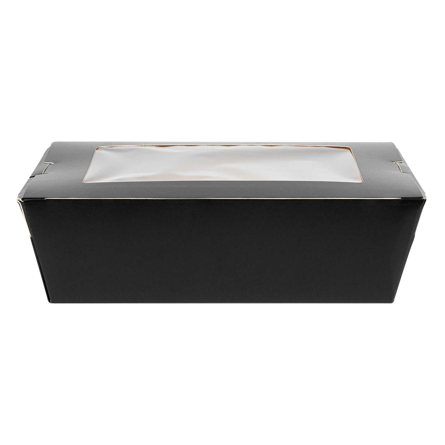Cafe Vision 71 oz Black Paper Large Take Out Container - Hinge Lock - 8 3/4" x 6 1/2" x 2 1/2" - 50 count box