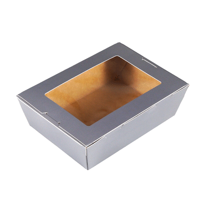 Cafe Vision 71 oz Gray Paper Take Out Container - Hinge Lock - 8 3/4" x 6 1/2" x 2 1/2" - 50 count box