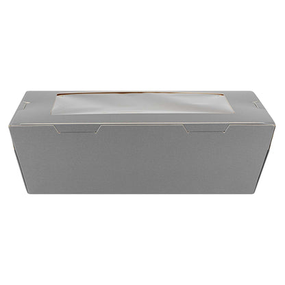 Cafe Vision 71 oz Gray Paper Take Out Container - Hinge Lock - 8 3/4" x 6 1/2" x 2 1/2" - 50 count box