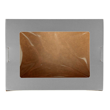 Cafe Vision 71 oz Gray Paper Take Out Container - Hinge Lock - 8 3/4" x 6 1/2" x 2 1/2" - 200 count box