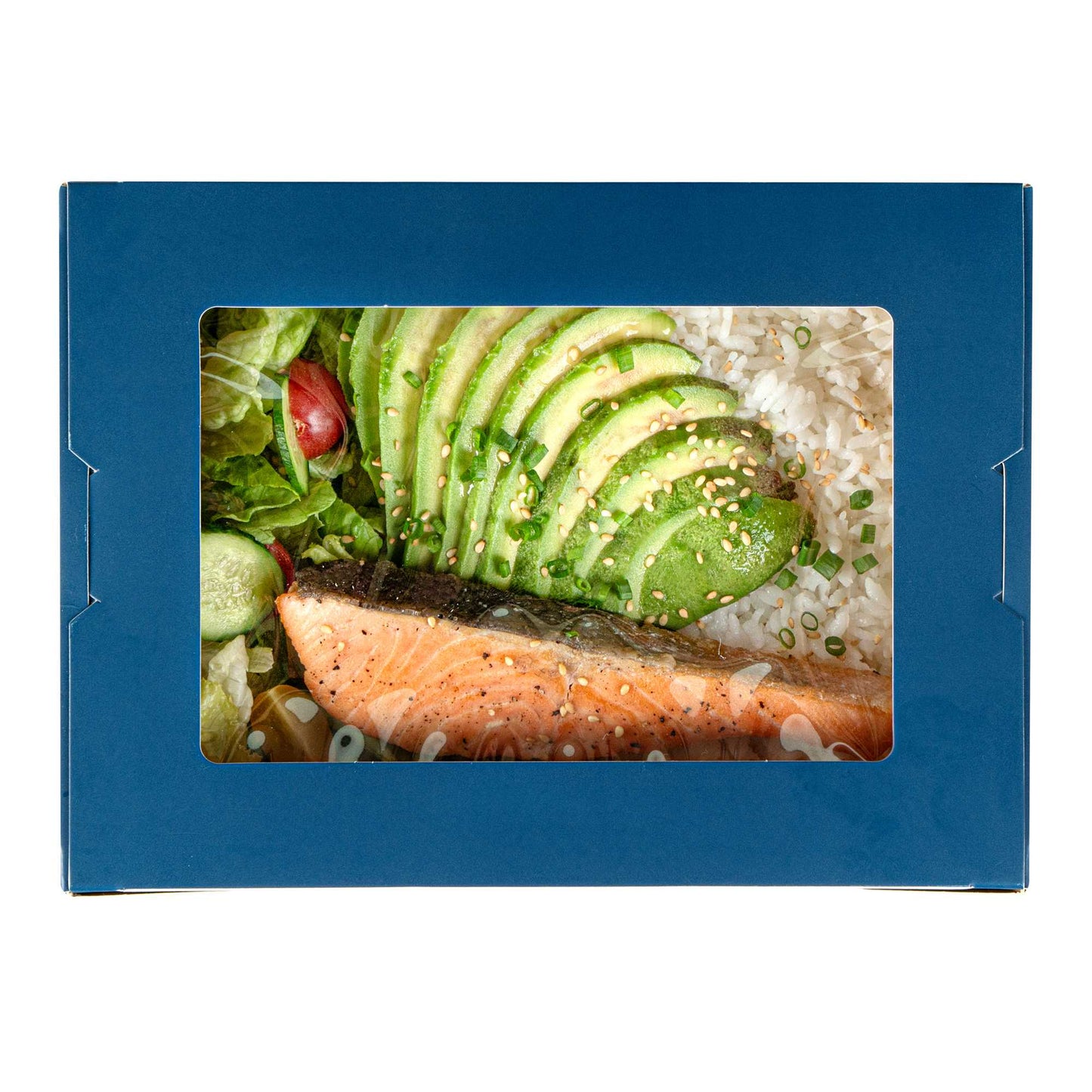 Cafe Vision 71 oz Midnight Blue Paper Large Take Out Container - Hinge Lock - 8 3/4" x 6 1/2" x 2 1/2" - 50 count box