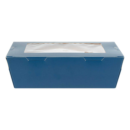 Cafe Vision 71 oz Midnight Blue Paper Large Take Out Container - Hinge Lock - 8 3/4" x 6 1/2" x 2 1/2" - 50 count box