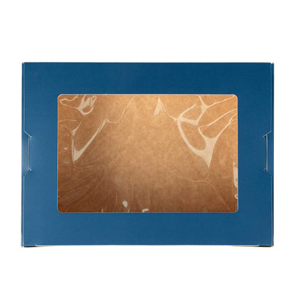Cafe Vision 71 oz Midnight Blue Paper Large Take Out Container - Hinge Lock - 8 3/4" x 6 1/2" x 2 1/2" - 50 count box