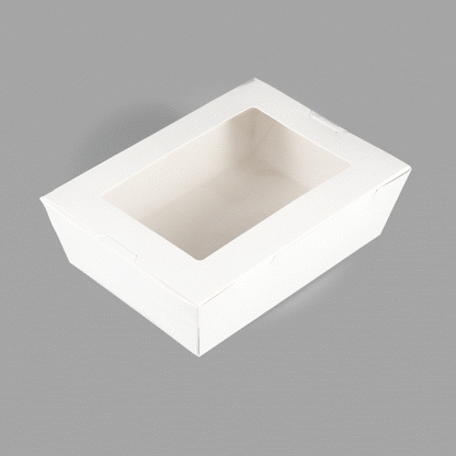 Cafe Vision 71 oz White Paper Large Take Out Container - Hinge Lock - 8 3/4" x 6 1/2" x 2 1/2" - 50 count box
