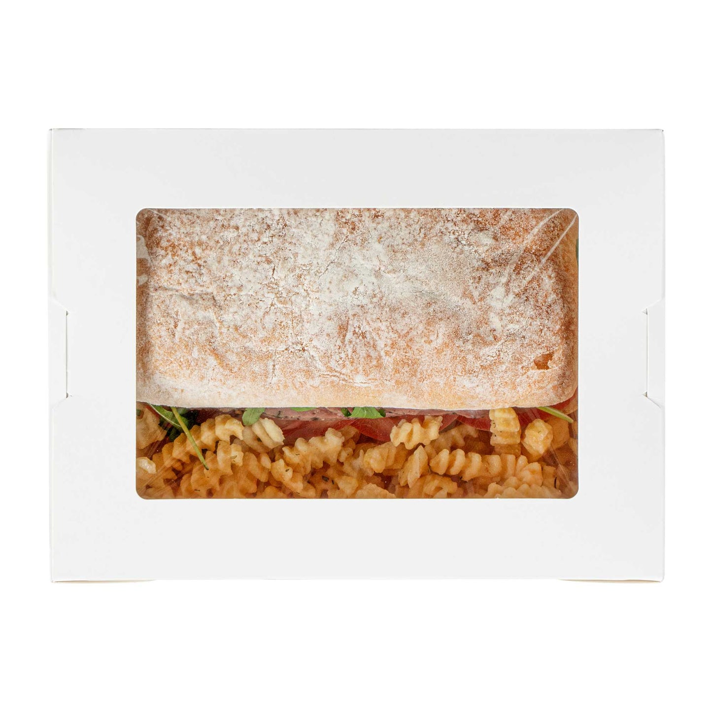 Cafe Vision 71 oz White Paper Large Take Out Container - Hinge Lock - 8 3/4" x 6 1/2" x 2 1/2" - 200 count box