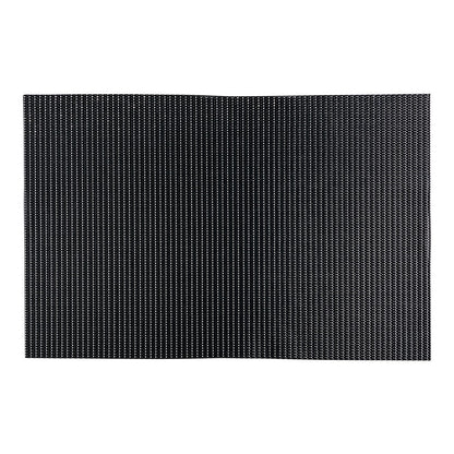 Amalfi Basketweave Silver Pinstripe Black Vinyl Woven Placemat - with Silver Threads - 16" x 12" - 6 count box