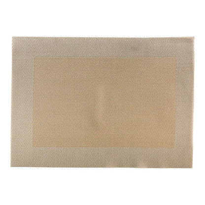 Geneva Frame Metallic Gold Vinyl Woven Placemat - 16" x 12" - 6 count box