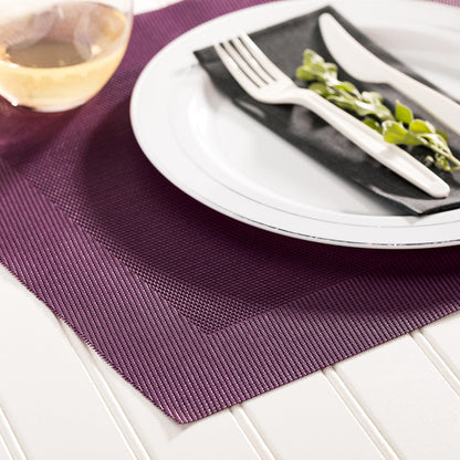 Geneva Frame Violet Vinyl Woven Placemat - 16" x 12" - 6 count box
