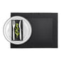 Geneva Frame Slate Blue Vinyl Woven Placemat - 16" x 12" - 6 count box