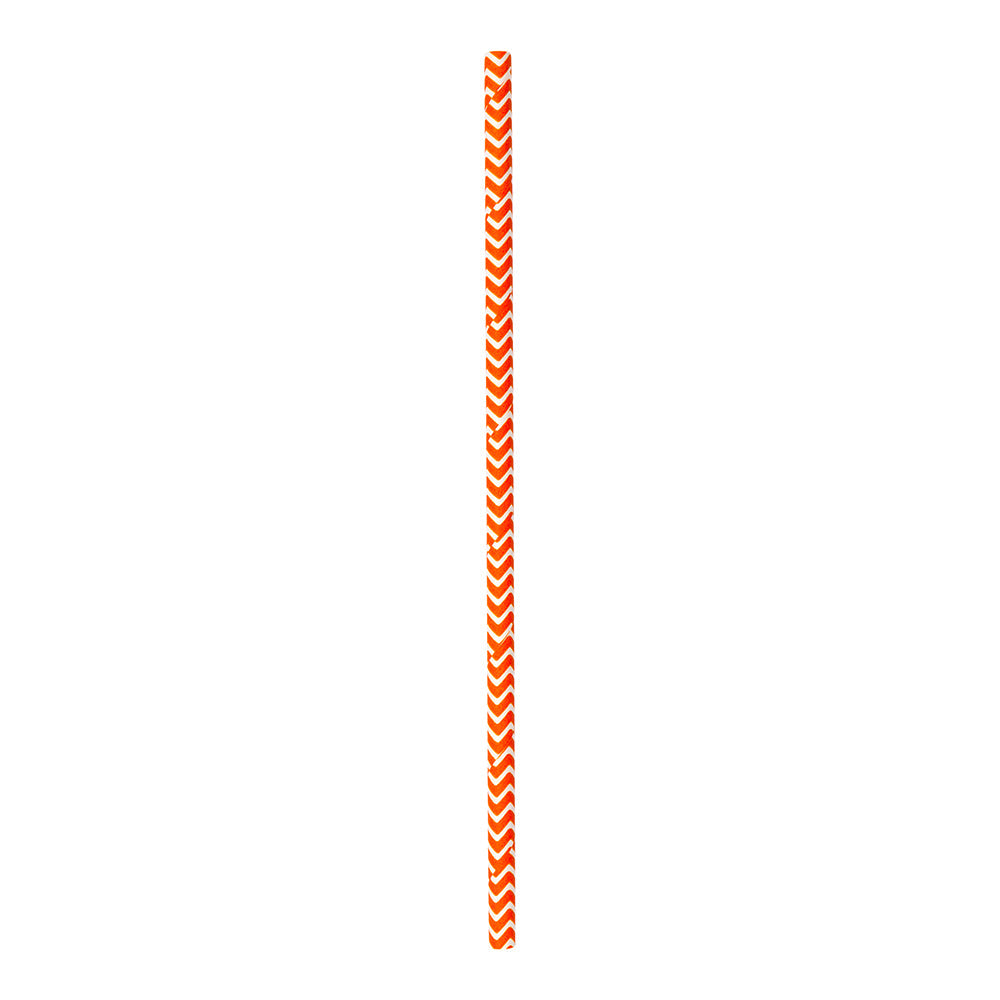 Bev Tek Orange Paper Straw - Zig Zags, Biodegradable, 6mm - 7 3/4" - 25 count box