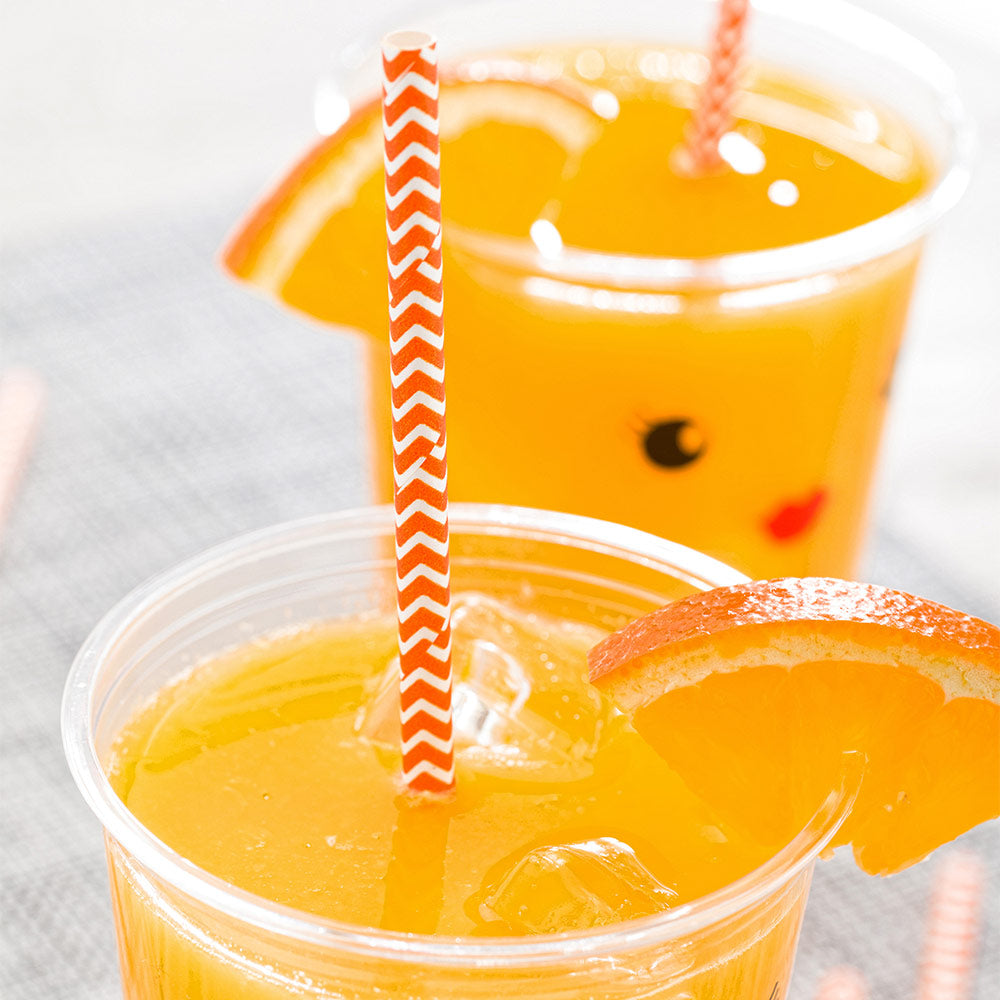 Bev Tek Orange Paper Straw - Zig Zags, Biodegradable, 6mm - 7 3/4" - 100 count box