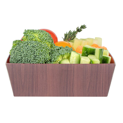Matsuri Vision Wood Grain Paper Small Sushi Container - 3 3/4" x 3 3/4" x 1 1/2" - 100 count box