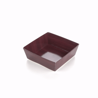 Matsuri Vision Wood Grain Paper Small Sushi Container - 3 3/4" x 3 3/4" x 1 1/2" - 100 count box