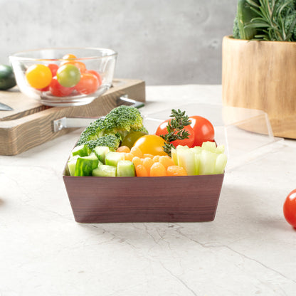 Matsuri Vision Wood Grain Paper Small Sushi Container - 3 3/4" x 3 3/4" x 1 1/2" - 100 count box