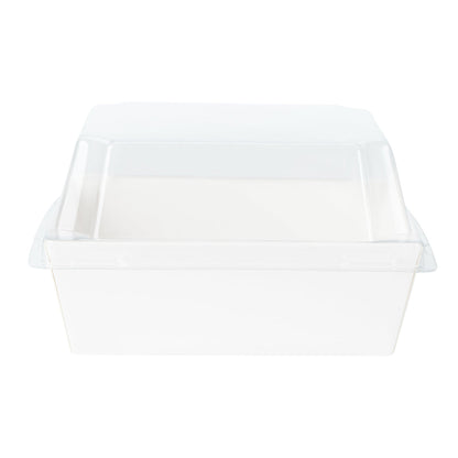Matsuri Vision White Paper Small Sushi Container - 3 3/4" x 3 3/4" x 1 1/2" - 100 count box