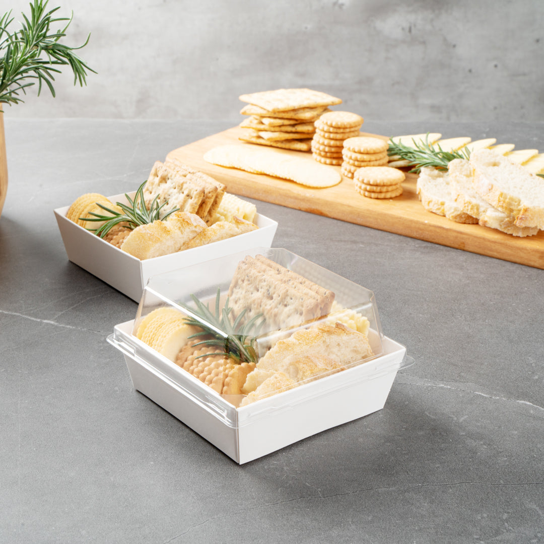 Matsuri Vision White Paper Small Sushi Container - 3 3/4" x 3 3/4" x 1 1/2" - 100 count box