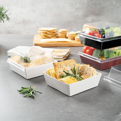 Matsuri Vision White Paper Small Sushi Container - 3 3/4" x 3 3/4" x 1 1/2" - 100 count box