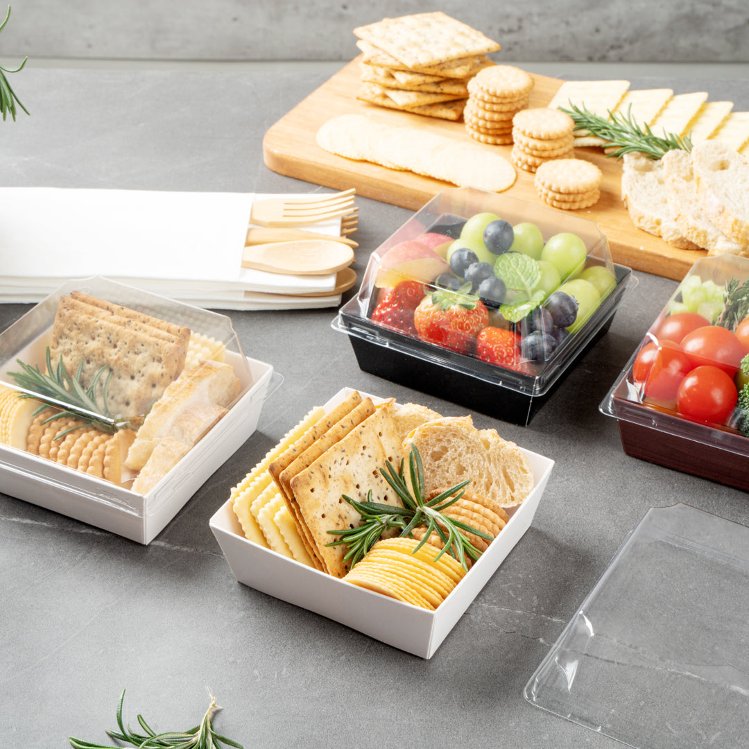Matsuri Vision White Paper Small Sushi Container - 3 3/4" x 3 3/4" x 1 1/2" - 100 count box