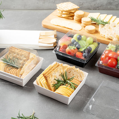 Matsuri Vision White Paper Small Sushi Container - 3 3/4" x 3 3/4" x 1 1/2" - 100 count box